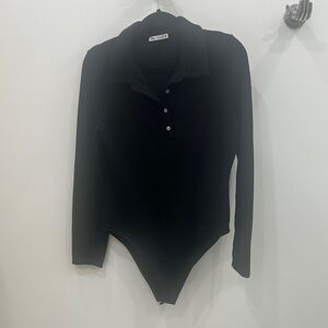 Zara Black Collared Bodysuit